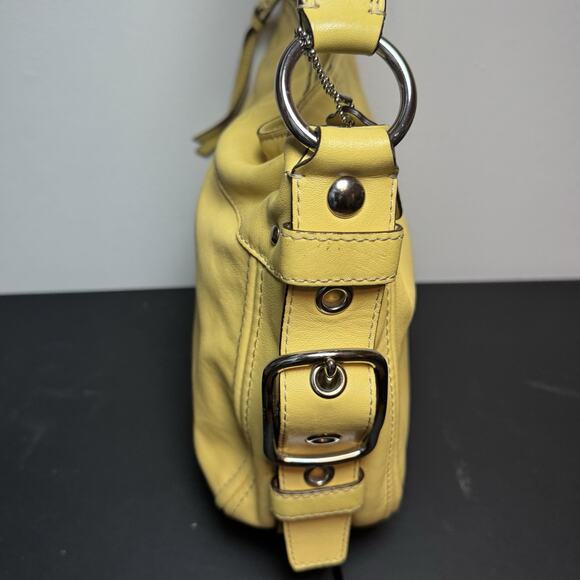Vintage Coach Zoe Hobo Shoulder Bag Yellow Leather Y2K - Picture 4 of 14